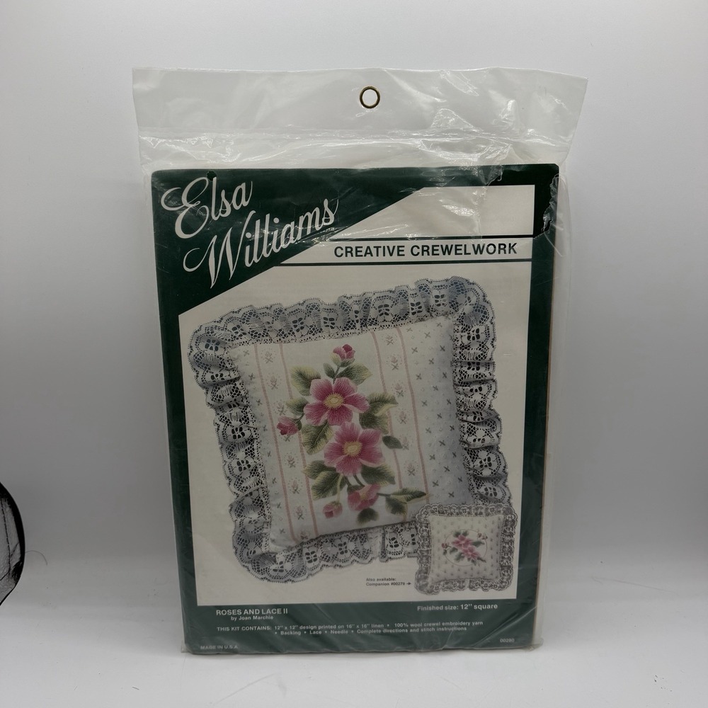 Vintage Elsa Williams Roses And Lace II Creative Crewelwork Kit 00280 12" Square